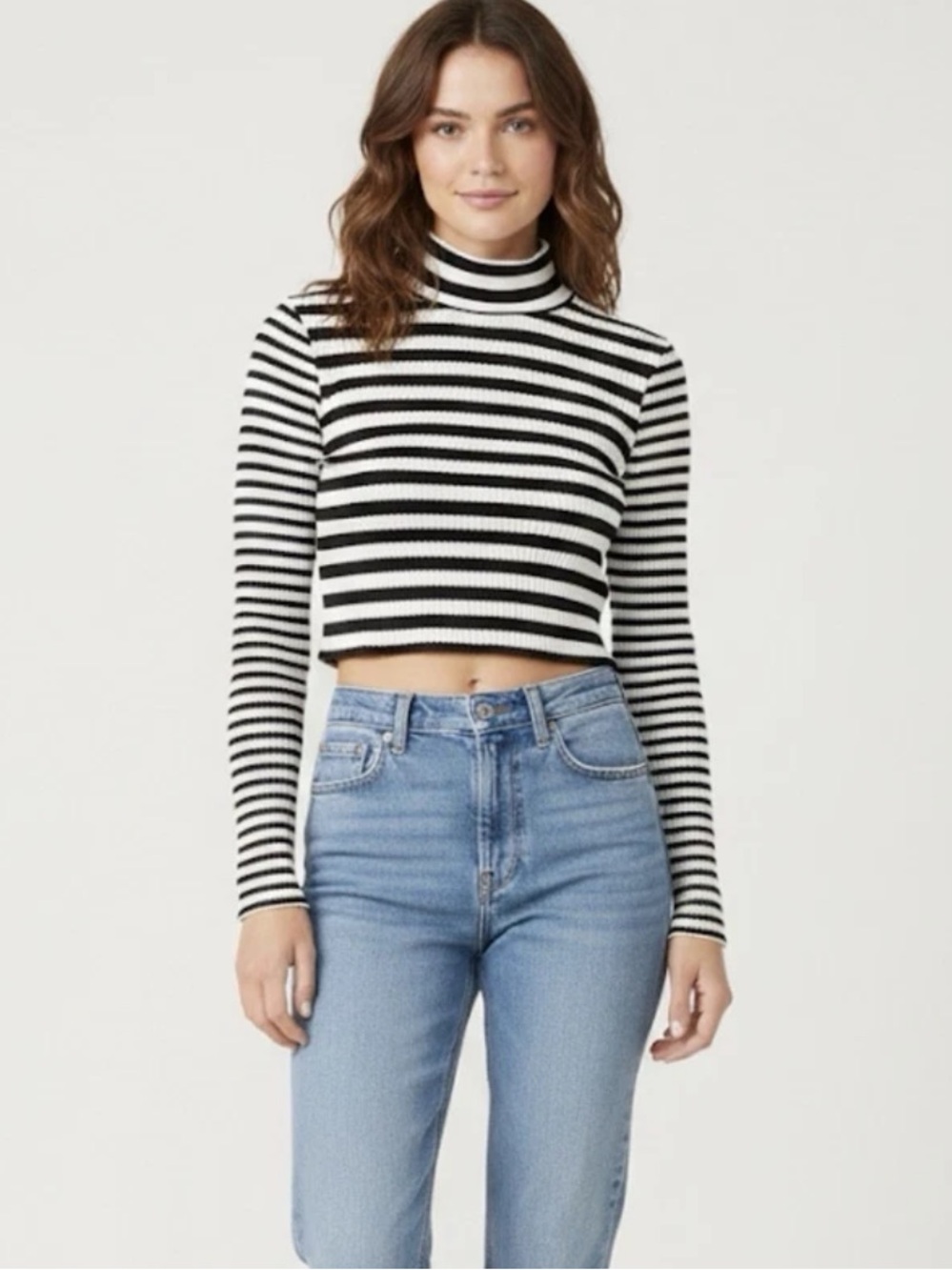 New Aerie Waffle Thermal Striped Knit Top